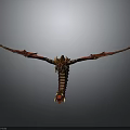 Dragon Scene Decorative Piece With Spread Red Wings Brown Body And Golden Accents