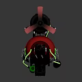 Red Futuristic Jet Powered Motorcycle With Neon Green Accents And Black Tires
