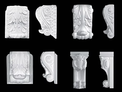 Ornate Decorative Capitals With Intricate Carved Patterns And Classic Designs 3d model