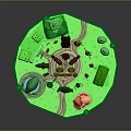 Futuristic Sci-Fi Island Terrain With Vibrant Vegetation Colorful Structures Luminous Elements And Pathways