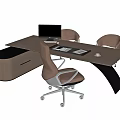 Modern Office Desk Workstation With Ergonomic Chairs Computer And Drawer Storage 3d model