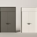 Modern Gray and White Double Doors with Sleek Design for Home Interior 3d model