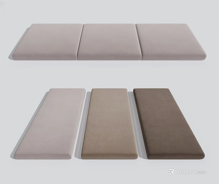 Rectangular Cushion Pads In Light Gray Brown And Dark Brown For Home Use 3d model 