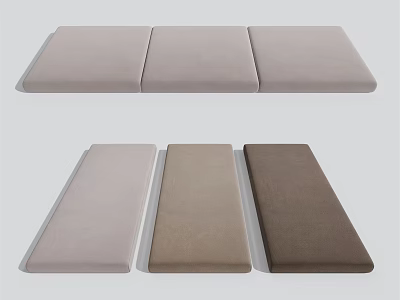 Rectangular Cushion Pads In Light Gray Brown And Dark Brown For Home Use 3d model