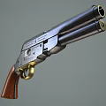 Vintage Revolver Featuring Black Barrel Red Wooden Grip And Metal Components
