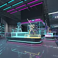 Modern Futuristic Foot Massage Spa With Neon Lights And Display Counters