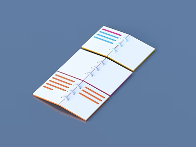 Colorful Sticky Notes In Open Spiral Notebook With Assorted Memo Sheets 3d model