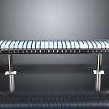 Modern Metal Bench With Sleek Slat Seat Sturdy Legs And Smooth Reflective Surface
