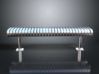 Modern Metal Bench With Sleek Slat Seat Sturdy Legs And Smooth Reflective Surface 3d model