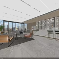 Modern Hotel Lobby Interior With Marble Floor Large Windows Reception Desk And Seating Area