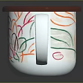 Colorful Floral Patterned Mug With Brown Lid And White Ceramic Body
