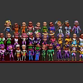 Vibrant Colorful Character And Creature Figurines Collection On Red Display Base