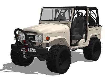Beige Toyota Off-Road Vehicle With Open Doors Large Tires And Rugged Design 3d model
