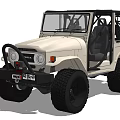 Beige Toyota Off-Road Vehicle With Open Doors Large Tires And Rugged Design