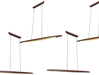 Modern black walnut chandelier led strip chandelier curved restaurant minimalist chandelier walnut solid wood chandelier tea room Zen chandelier 3d model