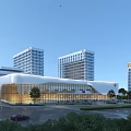 Modern Hospital Building Architectural Design With Glass Curtain Walls And High Rise Structures
