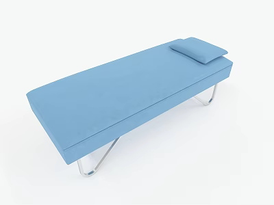 Medical Device Blue Examination Table With Small Pillow And Metal Frame Structure 3d model