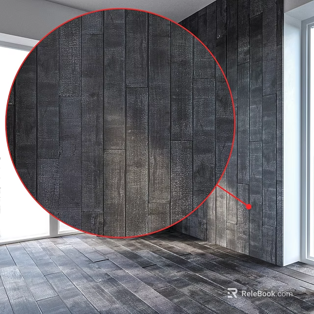 Modern Gray Textured Wall Components With Vertical Wooden Panels For Interior Design 3d model