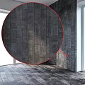 Modern Gray Textured Wall Components With Vertical Wooden Panels For Interior Design 3d model