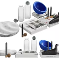 Decorative Ornament Set With Marble Tray Glass Vases Blue Bowl Candles And Books