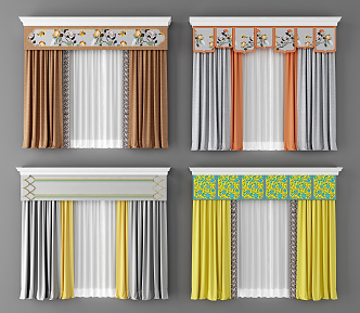 New Chinese Curtain Combination 3d model