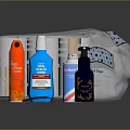Household Supplies Including Silver Tissue Pack And Colorful Pump Bottles