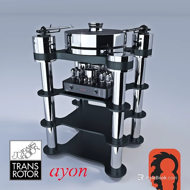Industrial Mechanical Device With Silver Metal Columns Black Base And Cylindrical Components Top Disc 3d model 