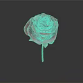 Red Rose With Vibrant Petals And Green Stem On Gray Background