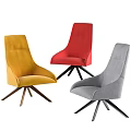 Modern Upholstered Leisure Chairs In Yellow Red Gray With Triangular Swivel Base 3d model