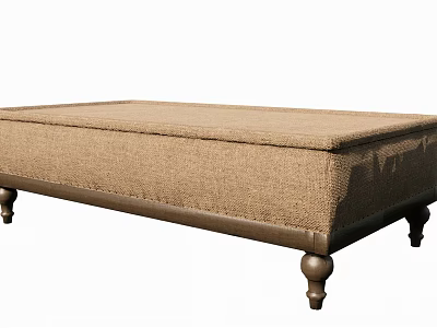 Brown Upholstered Sofa Bench With Classic Design And Wooden Legs 3d model