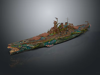Decorative Water Vehicle Featuring Dragon Head Design And Intricate Wooden Details 3d model