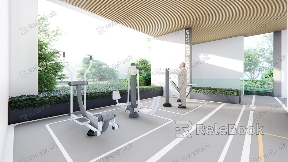 Modern Residential Area Overhead Floor Fitness Space Children's Activities Elderly Activities Meeting Space Gym Reading model