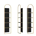 Modern Black and Gold Bookcase with Arch Design and Multi Tiered Shelves