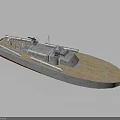 3D Model Water Vehicle Warship Featuring Wooden Deck Metal Hull And Artillery Equipment