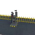 Public Facility Automatic Parking Barrier With Yellow Railings Cameras And Control Machine 3d model