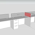 Functional Office Desk Setup With Multiple Workstations Partition Panels And Drawer Cabinets 3d model
