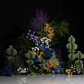 Banquet Hall with Elegant Floral Decorations Colorful Flowers and Lush Green Plants