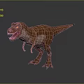 Realistic Tyrannosaurus Rex Dinosaur Model With Brown Skin Open Mouth Yellow Eyes And Gray Background