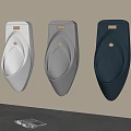 Three Modern Urinals Mounted on Wall in White Light Grey Dark Grey with Light Wall