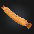 Freshly Baked Golden Brown Long Bread Loaf with Knotted Ends and Diagonal Slits