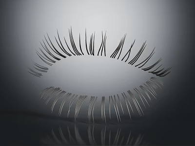 Long Thin Shiny False Eyelashes For Eye With Gray Gradient Background And Reflection 3d model
