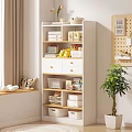 Home Storage Cabinet with Shelves Drawers Pegboard Potted Plant and Decorative Items