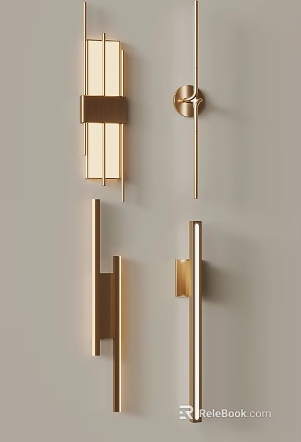 Modern Gold Geometric Wall Lamps With Different Shapes For Stylish Interior Wall Decor 3d model 