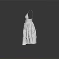 Elegant White Spaghetti Strap Dress With Layered Ruffled Skirt Design Details
