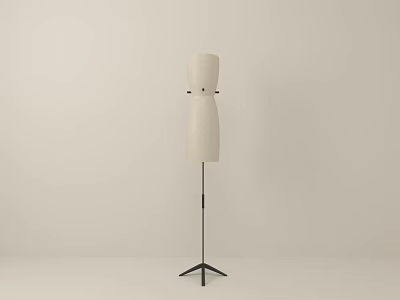 Modern Floor Lamp With Beige Lampshade And Black Tripod Stand Design 3d model