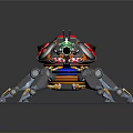 Futuristic Mechanical Weapon With Multiple Legs And Glowing Green Pink Accents