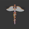 Ornamental Weapon Design With Golden Serpent Coiled Scepter And White Wings