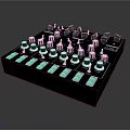 Black Computer Audio Mixer Console With Multiple Knobs Buttons And Modern Design