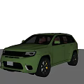 Green Jeep SUV Modern Sporty Exterior With Black Wheels And Front Grille