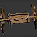 Wooden Swing Playground Equipment With Wooden Frame Rope Suspension And Green Vines